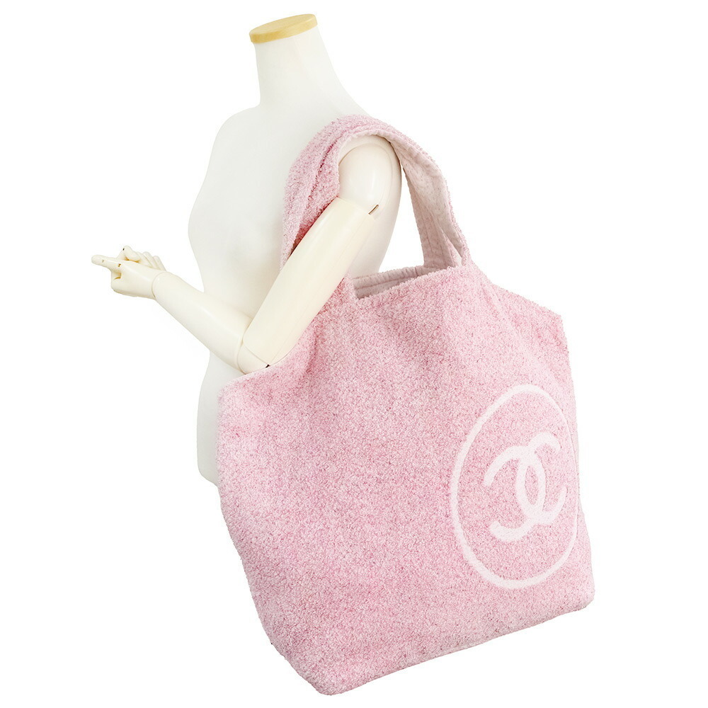 Chanel Cocomark Beach Tote Bag Pink Towel Pouch